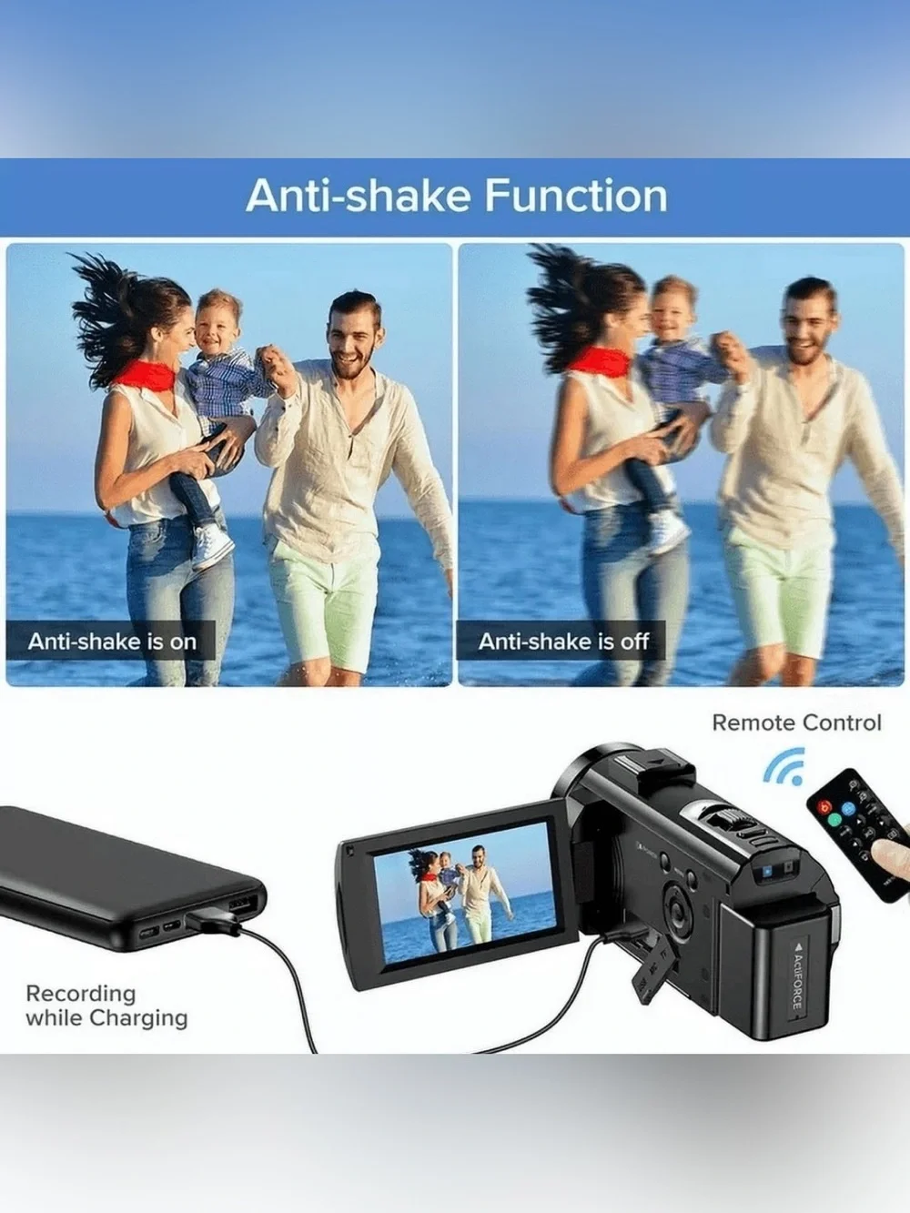 Video Camera Camcorder FHD 1080P 30FPS 16x Digital Zoom 3.0 Touch Screen